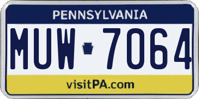 PA license plate MUW7064