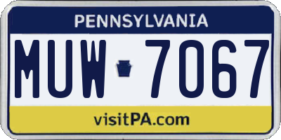 PA license plate MUW7067