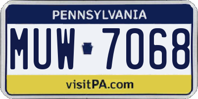 PA license plate MUW7068
