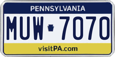 PA license plate MUW7070