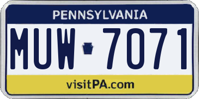 PA license plate MUW7071