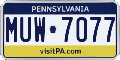 PA license plate MUW7077