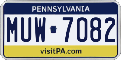 PA license plate MUW7082