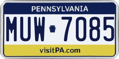 PA license plate MUW7085