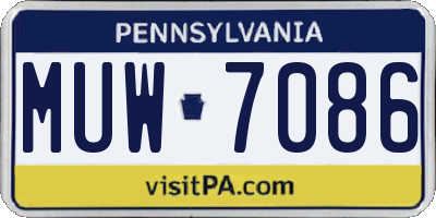 PA license plate MUW7086