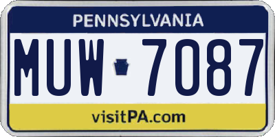 PA license plate MUW7087