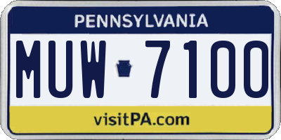 PA license plate MUW7100