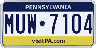 PA license plate MUW7104