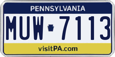 PA license plate MUW7113