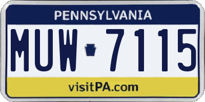 PA license plate MUW7115