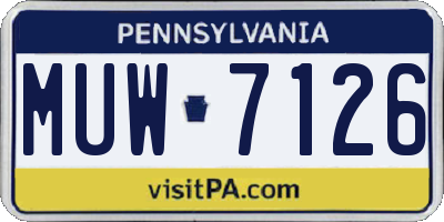 PA license plate MUW7126