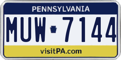 PA license plate MUW7144