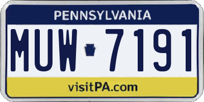 PA license plate MUW7191