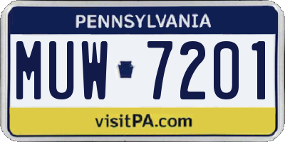 PA license plate MUW7201