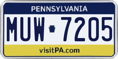 PA license plate MUW7205