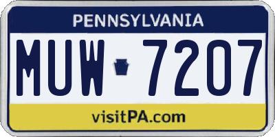 PA license plate MUW7207