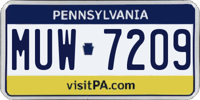 PA license plate MUW7209