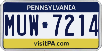 PA license plate MUW7214