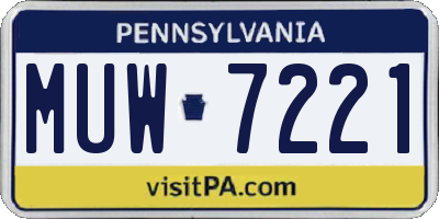 PA license plate MUW7221