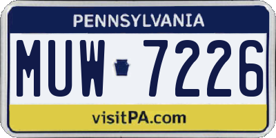 PA license plate MUW7226