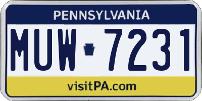 PA license plate MUW7231