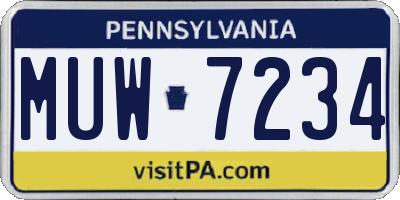 PA license plate MUW7234