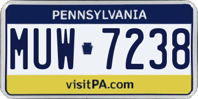 PA license plate MUW7238