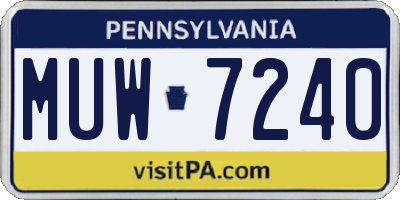 PA license plate MUW7240