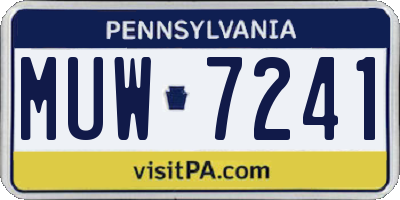 PA license plate MUW7241