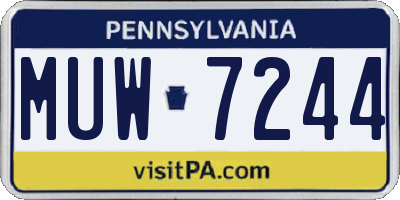 PA license plate MUW7244