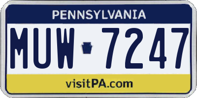 PA license plate MUW7247