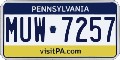 PA license plate MUW7257