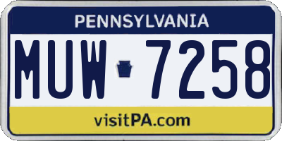 PA license plate MUW7258