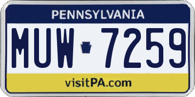 PA license plate MUW7259