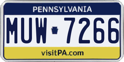 PA license plate MUW7266