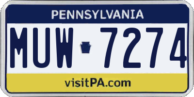 PA license plate MUW7274