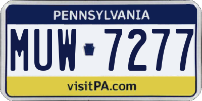 PA license plate MUW7277