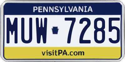PA license plate MUW7285