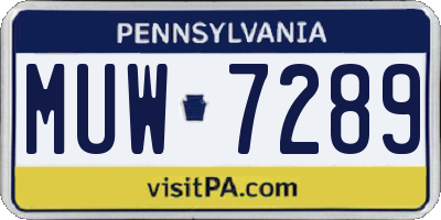 PA license plate MUW7289