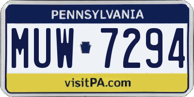 PA license plate MUW7294