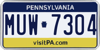 PA license plate MUW7304