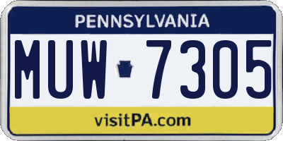PA license plate MUW7305