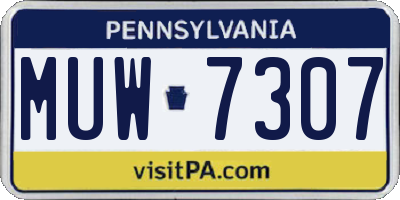PA license plate MUW7307