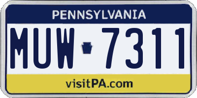 PA license plate MUW7311
