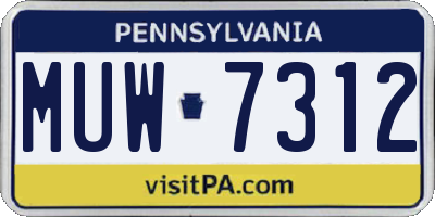 PA license plate MUW7312