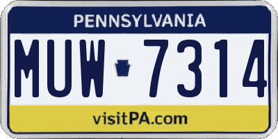 PA license plate MUW7314