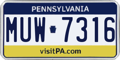 PA license plate MUW7316