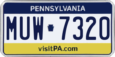 PA license plate MUW7320