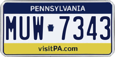 PA license plate MUW7343
