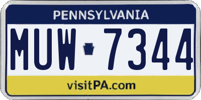 PA license plate MUW7344